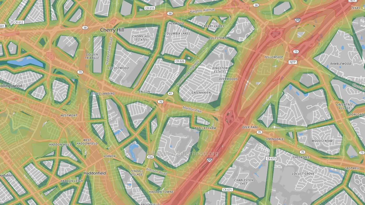 Cherry Hill, NJ Map of Noise Levels in Cherry Hill