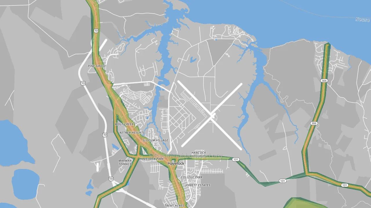 Cherry Point, NC Map of Noise Levels in Cherry Point