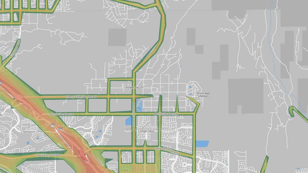 Cherry Valley, CA Map of Noise Levels in Cherry Valley