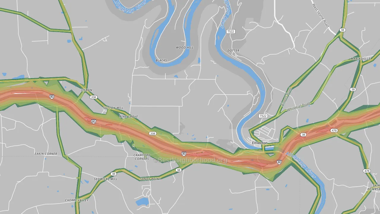 Cherry Valley, PA Map of Noise Levels in Cherry Valley