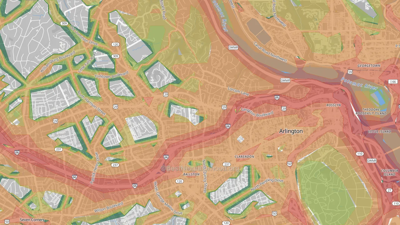 Cherrydale, Arlington, VA Map of Noise Levels in Cherrydale
