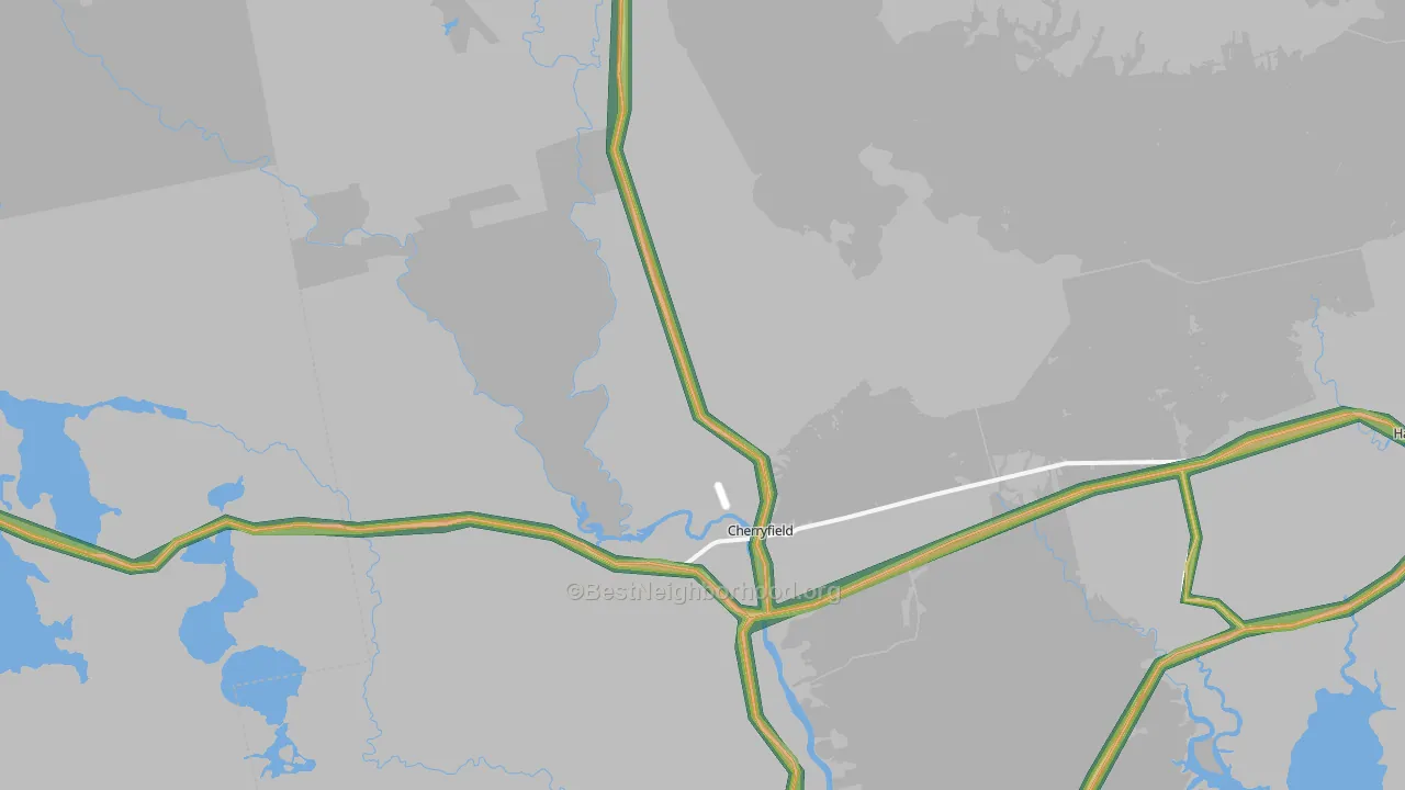 Cherryfield, ME Map of Noise Levels in Cherryfield