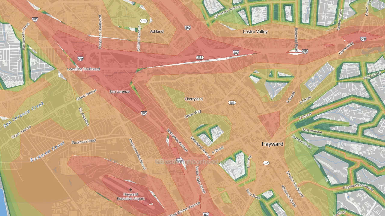 Cherryland, CA Map of Noise Levels in Cherryland