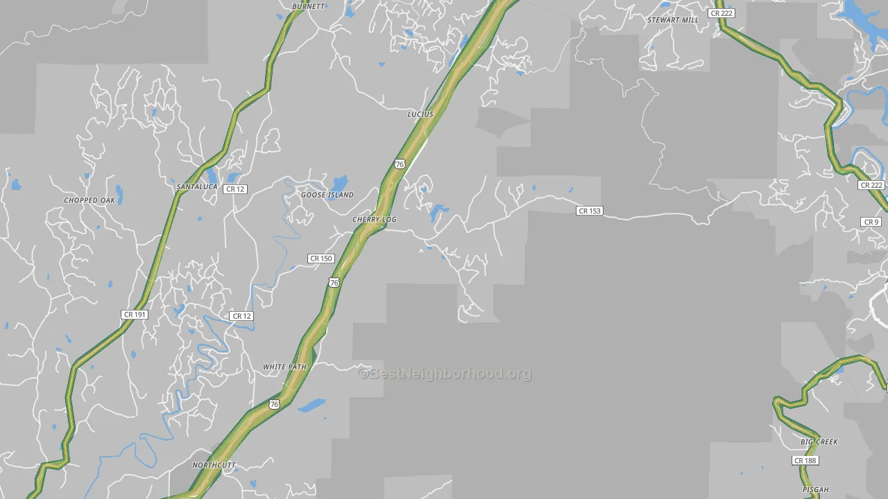 Cherrylog, GA Map of Noise Levels in Cherrylog