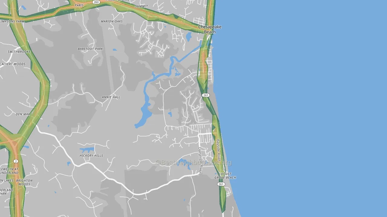 Chesapeake Beach, MD Map of Noise Levels in Chesapeake Beach