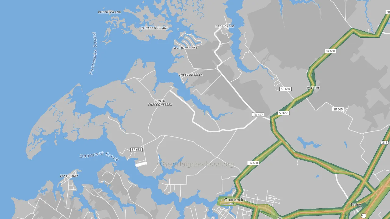 Chesconessex, VA Map of Noise Levels in Chesconessex