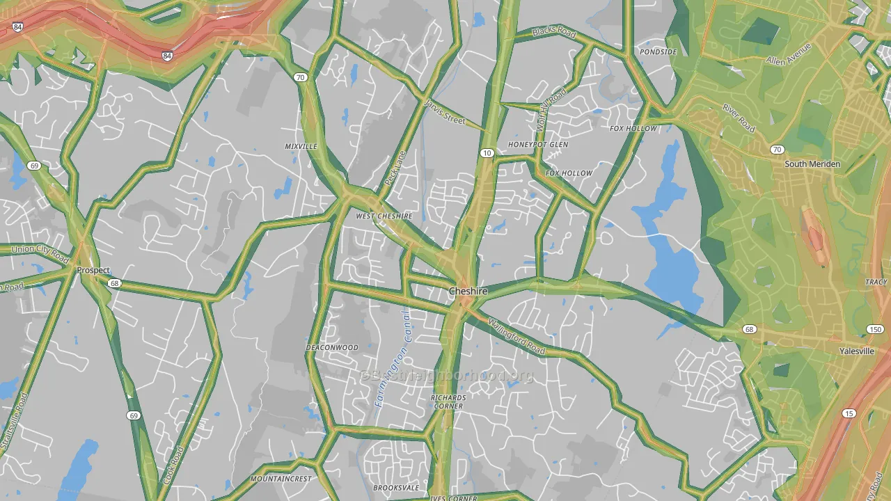 Cheshire, CT Map of Noise Levels in Cheshire
