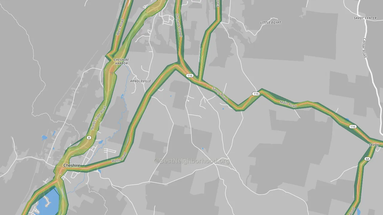 Cheshire Harbor, MA Map of Noise Levels in Cheshire Harbor