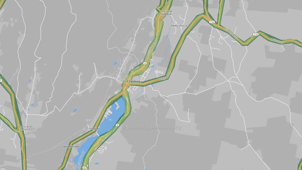 Cheshire, MA Map of Noise Levels in Cheshire
