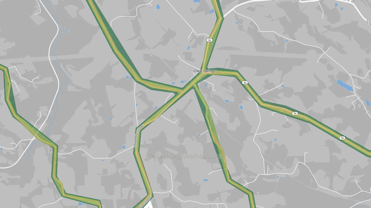 Chest Springs, PA Map of Noise Levels in Chest Springs