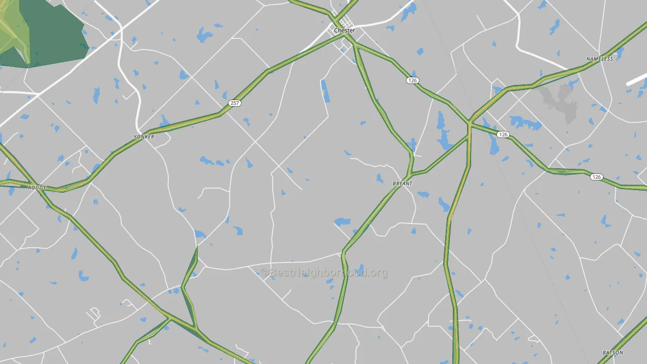 Chester, GA Map of Noise Levels in Chester