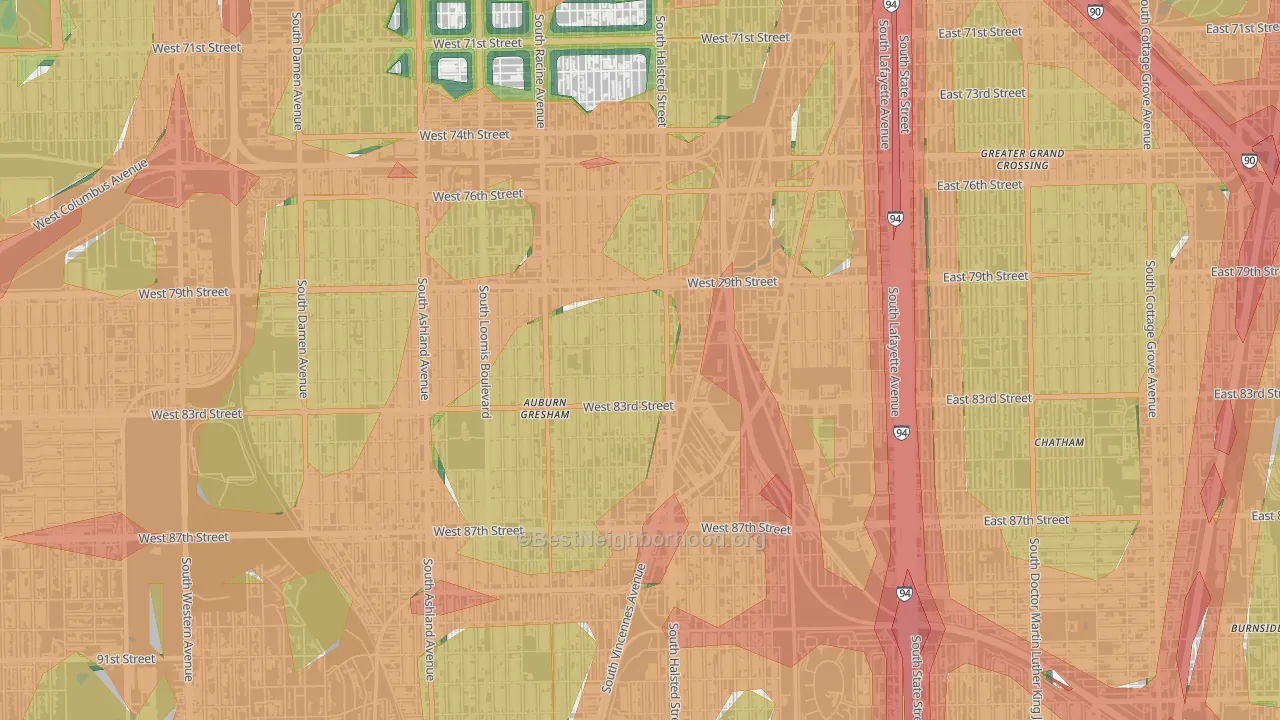 Chester Highlands, Chicago, IL Map of Noise Levels in Chester Highlands