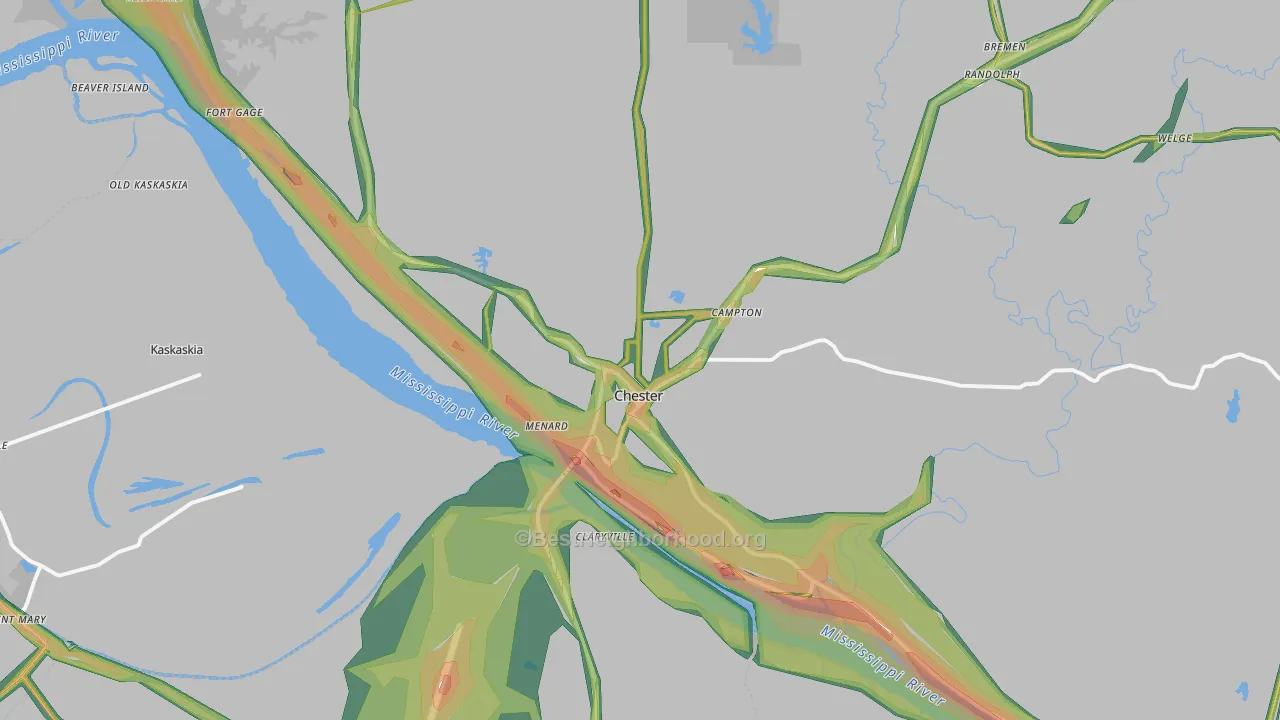 Chester, IL Map of Noise Levels in Chester