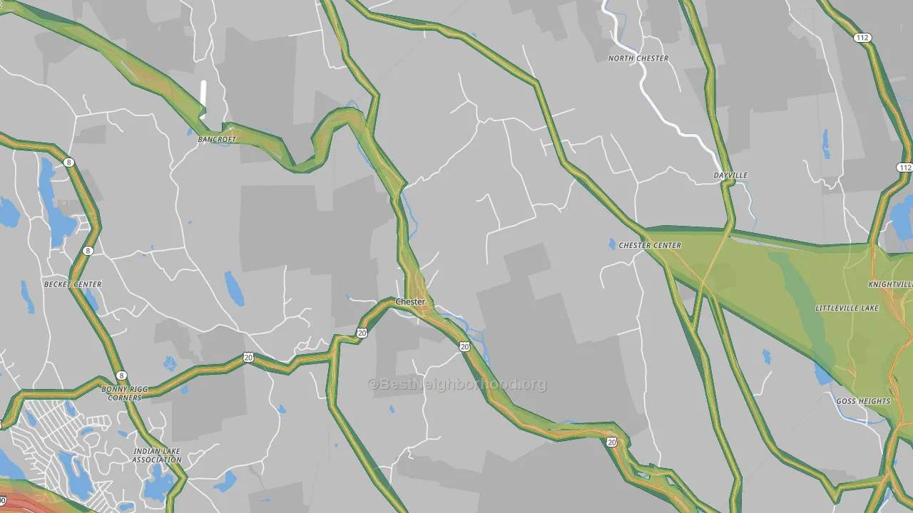 Chester, MA Map of Noise Levels in Chester