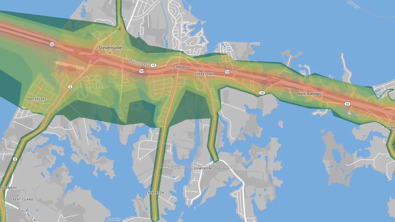 Chester, MD Map of Noise Levels in Chester