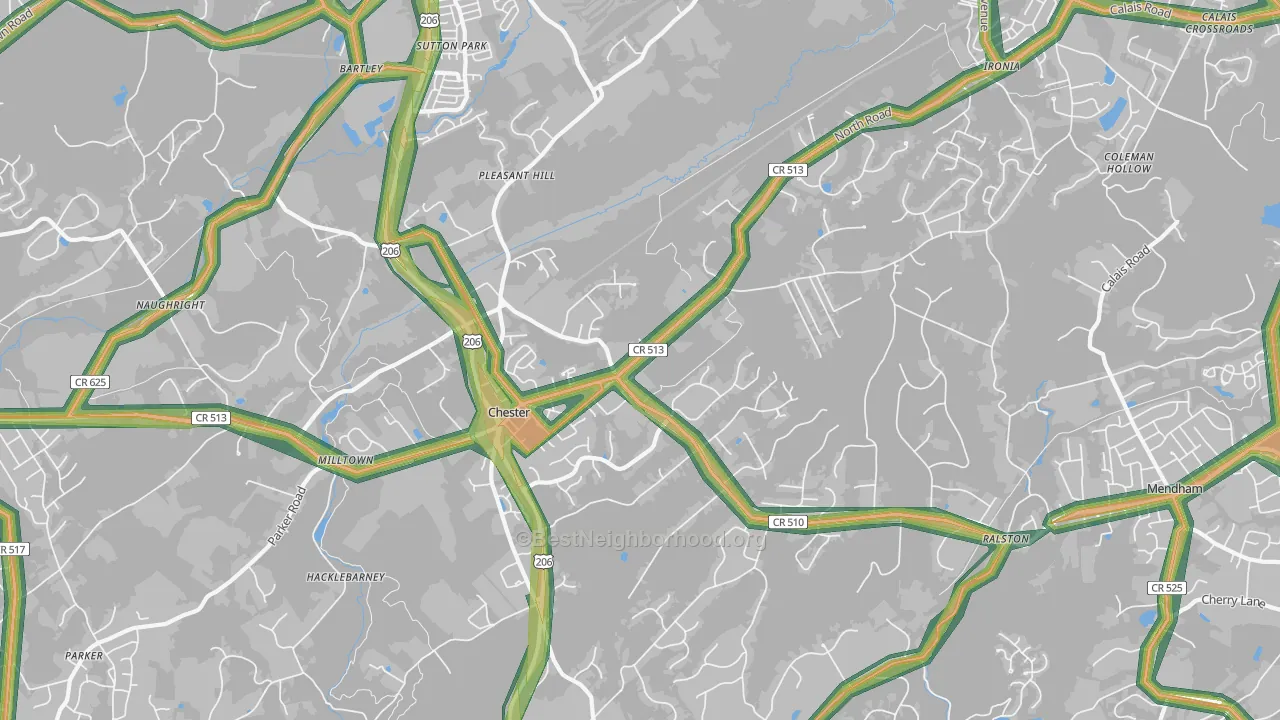 Chester, NJ Map of Noise Levels in Chester
