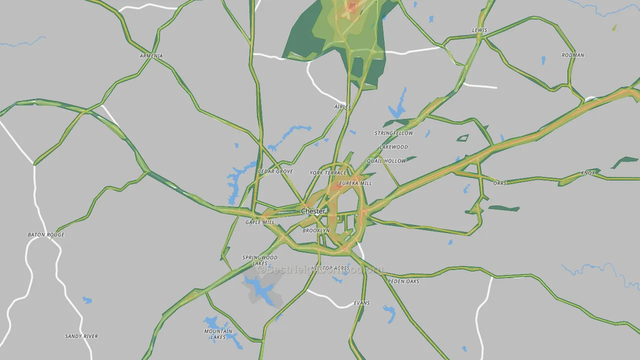 Chester, SC Map of Noise Levels in Chester