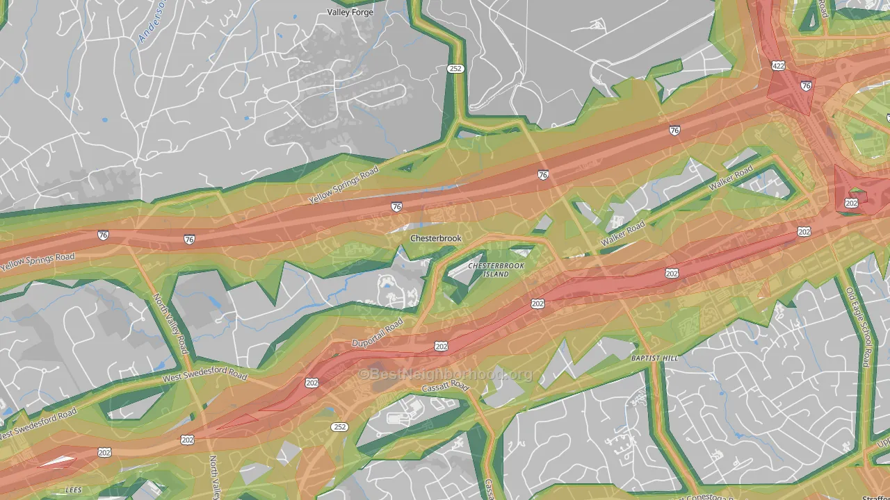 Chesterbrook, PA Map of Noise Levels in Chesterbrook