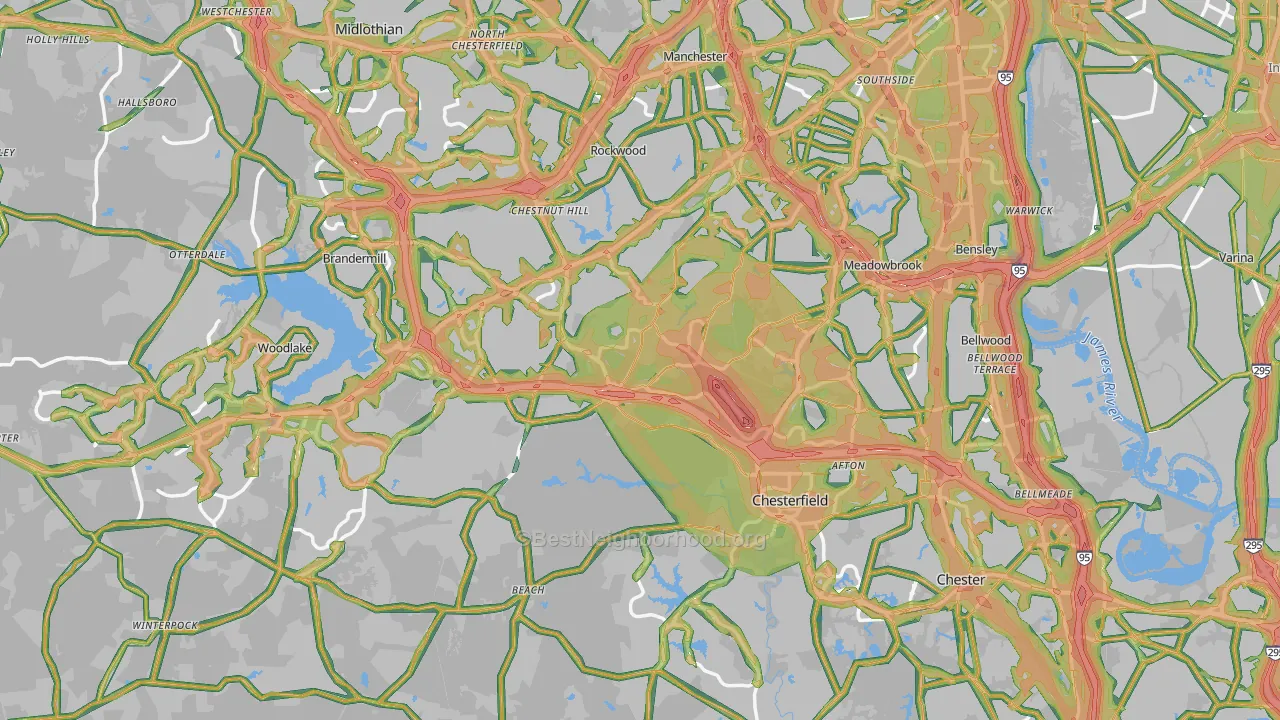 Chesterfield County, VA Map of Noise Levels in Chesterfield County