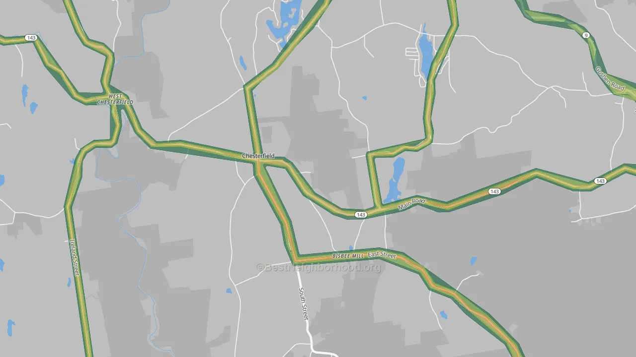 Chesterfield, MA Map of Noise Levels in Chesterfield