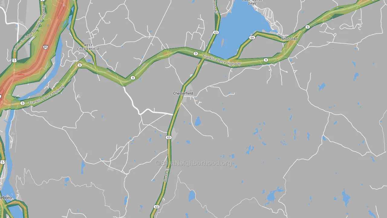 Chesterfield, NH Map of Noise Levels in Chesterfield