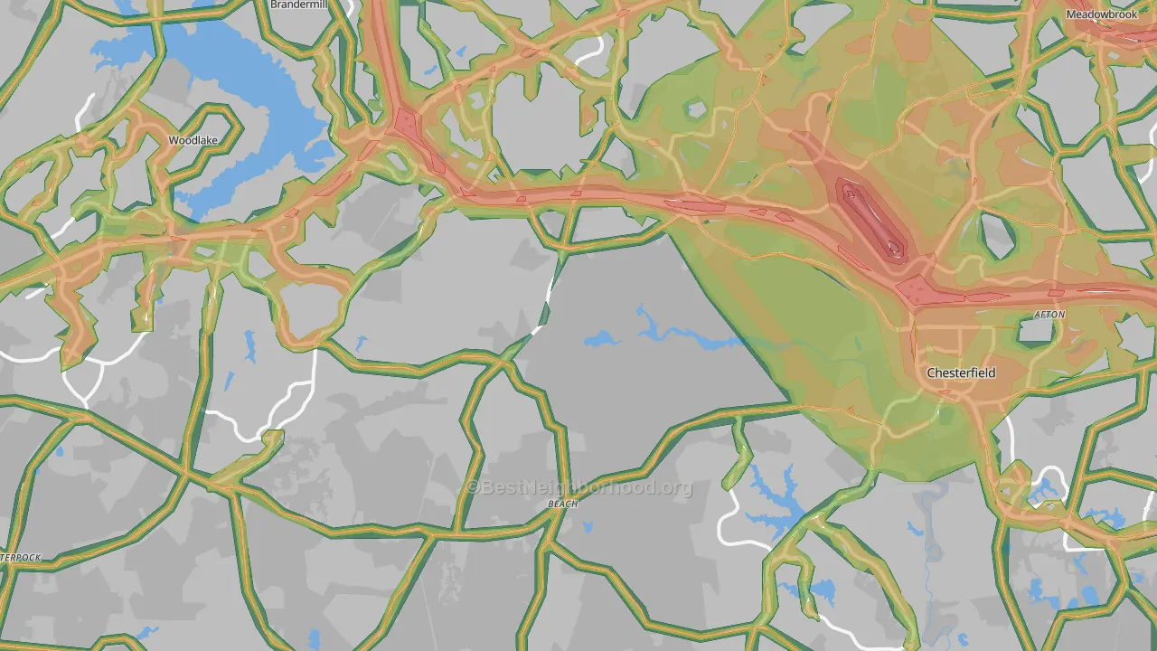 Chesterfield, VA Map of Noise Levels in Chesterfield