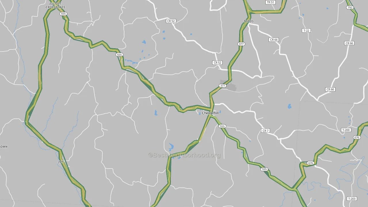 Chesterhill, OH Map of Noise Levels in Chesterhill
