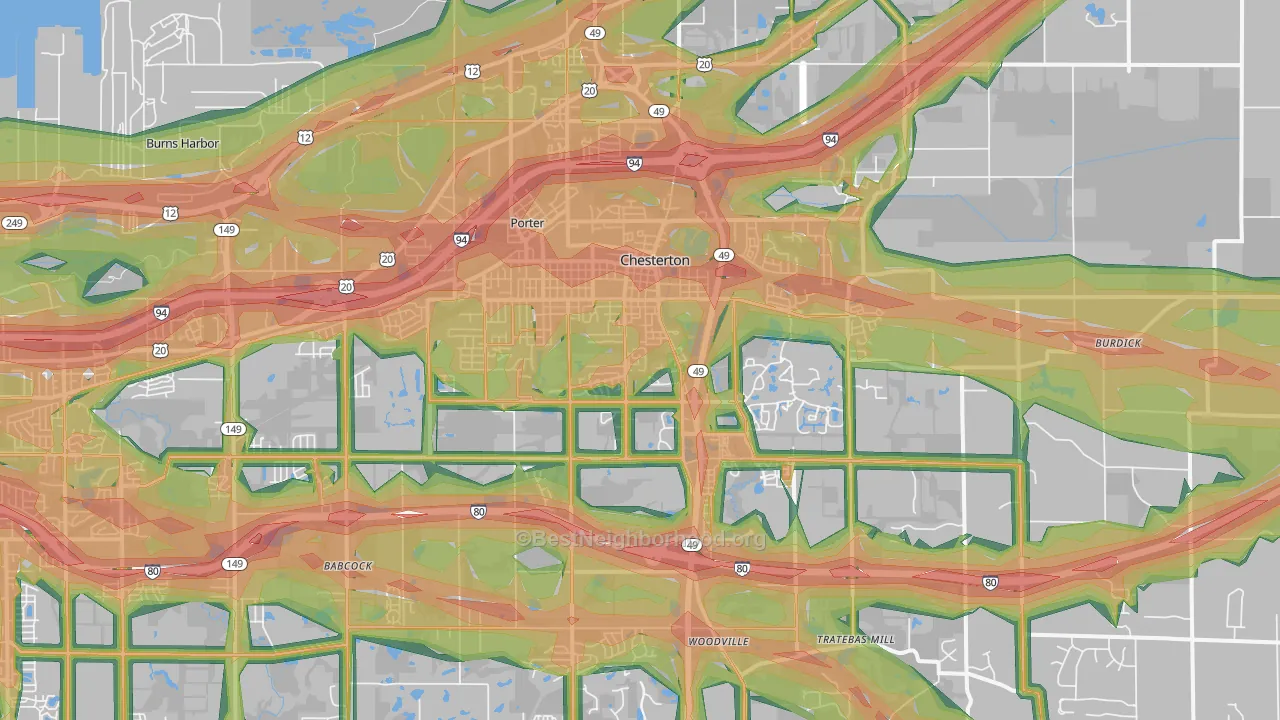 Chesterton, IN Map of Noise Levels in Chesterton