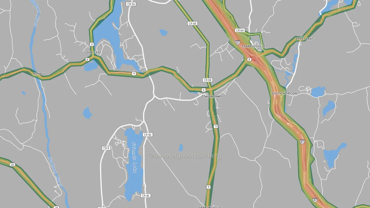 Chestertown, NY Map of Noise Levels in Chestertown