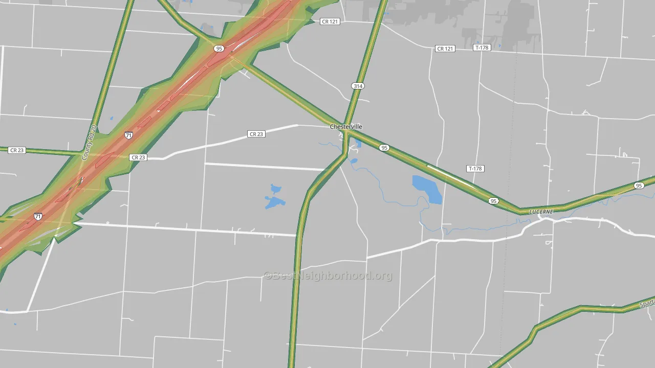 Chesterville, OH Map of Noise Levels in Chesterville