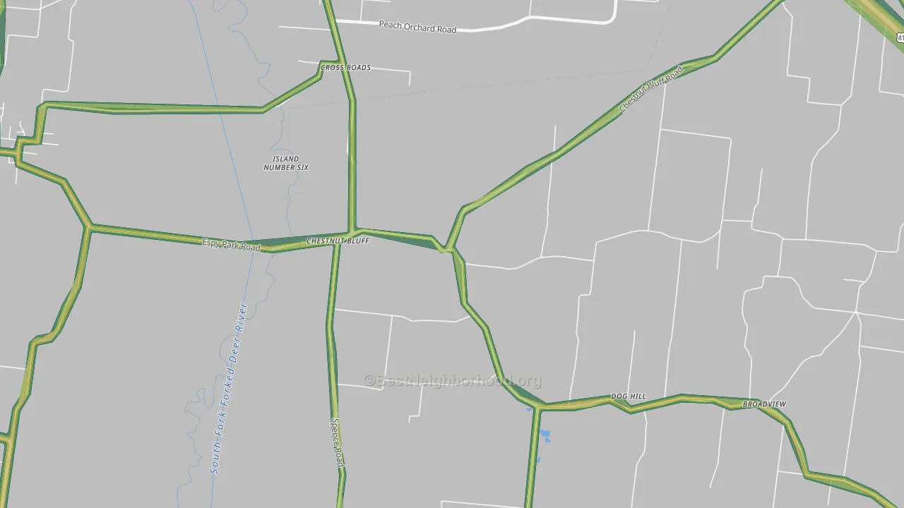 Chestnut Bluff, TN Map of Noise Levels in Chestnut Bluff