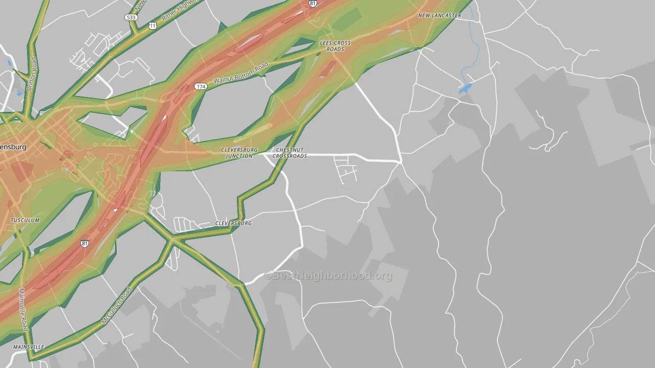 Chestnut Crossroads, PA Map of Noise Levels in Chestnut Crossroads