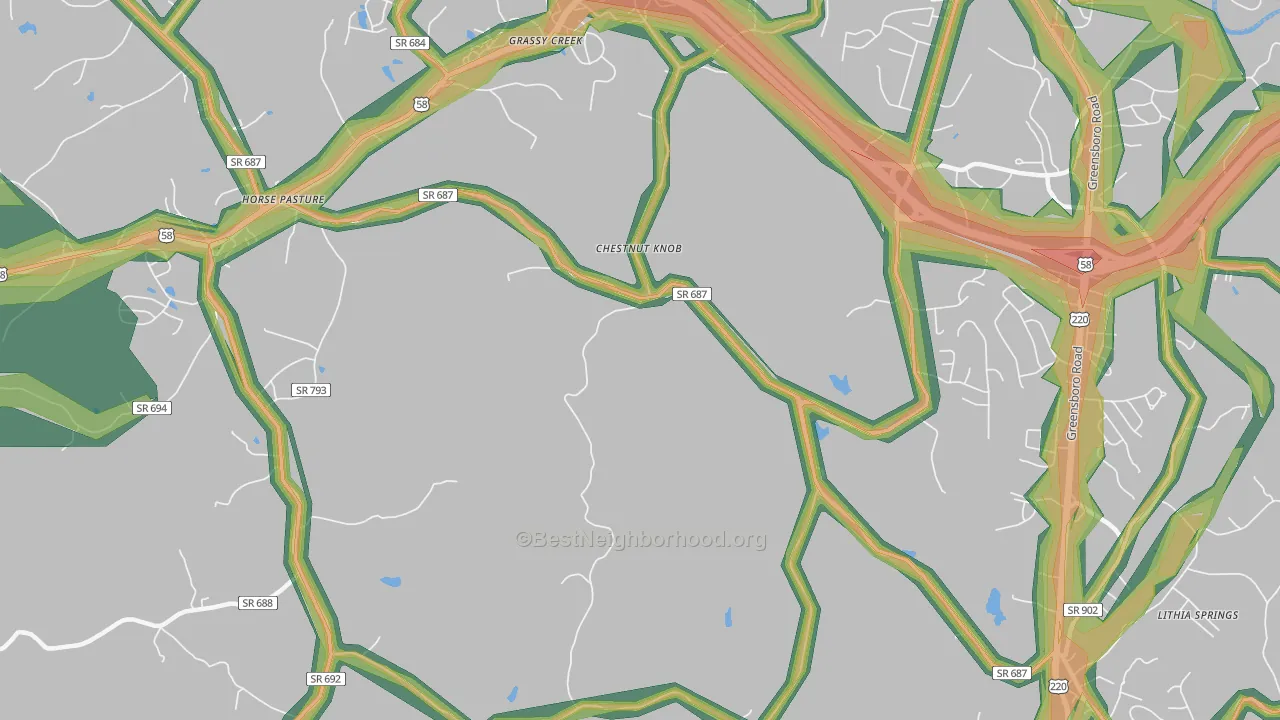 Chestnut Knob, VA Map of Noise Levels in Chestnut Knob