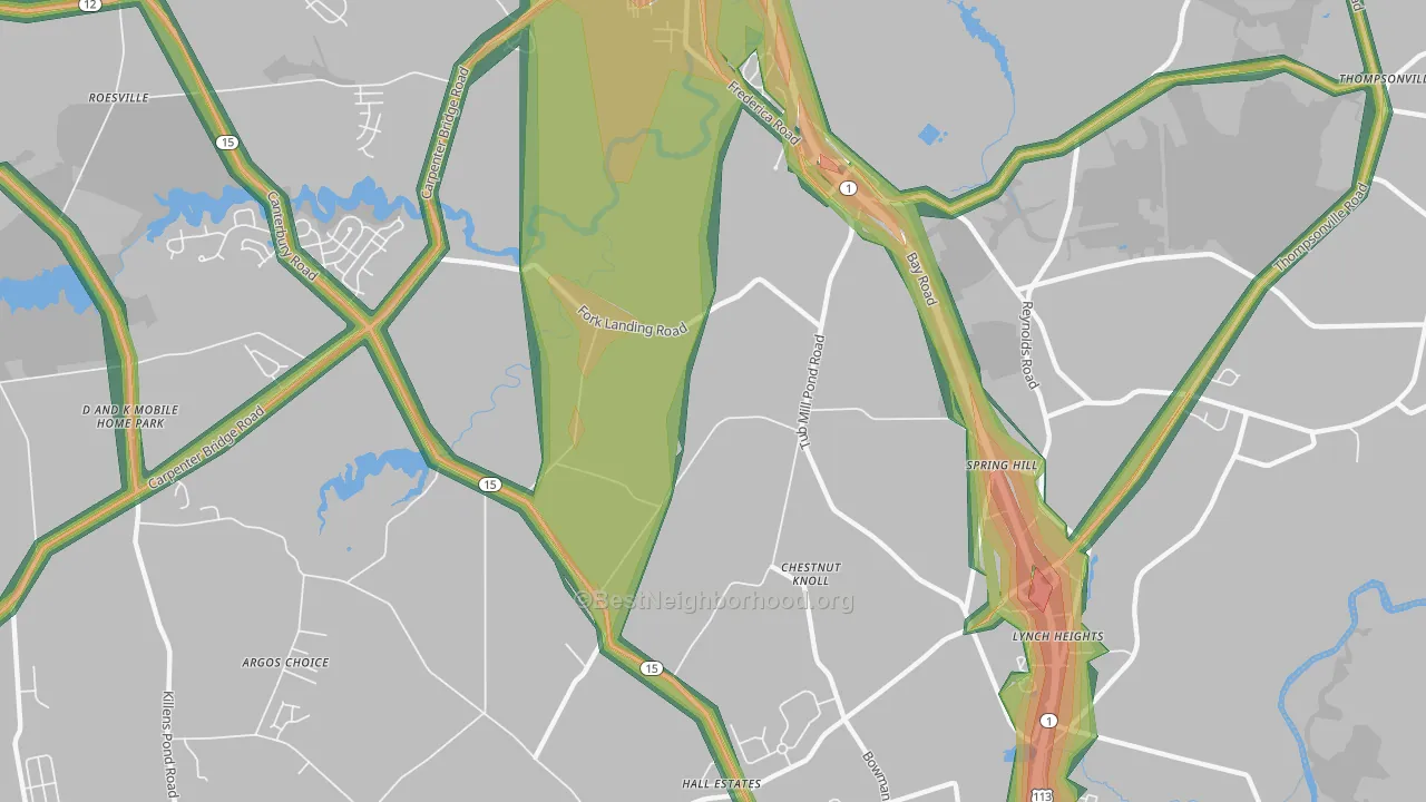 Chestnut Knoll, DE Map of Noise Levels in Chestnut Knoll