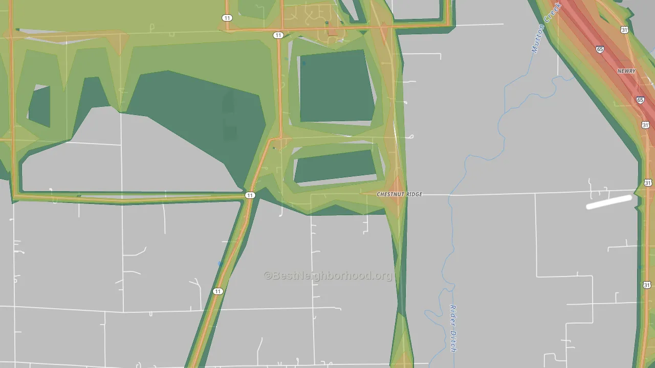 Chestnut Ridge, IN Map of Noise Levels in Chestnut Ridge