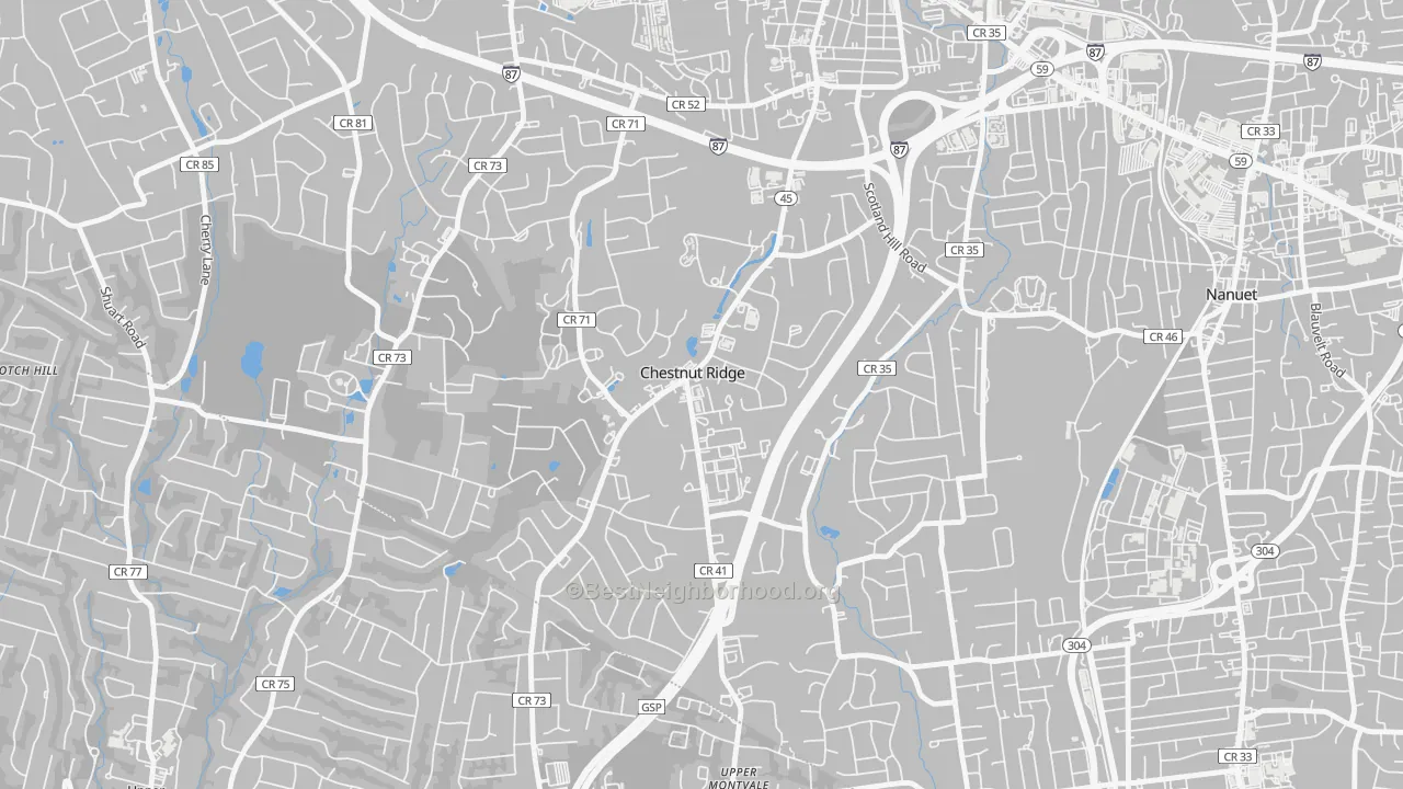 Chestnut Ridge, NY Map of Noise Levels in Chestnut Ridge
