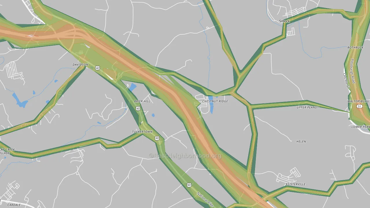 Chestnut Ridge, PA Map of Noise Levels in Chestnut Ridge