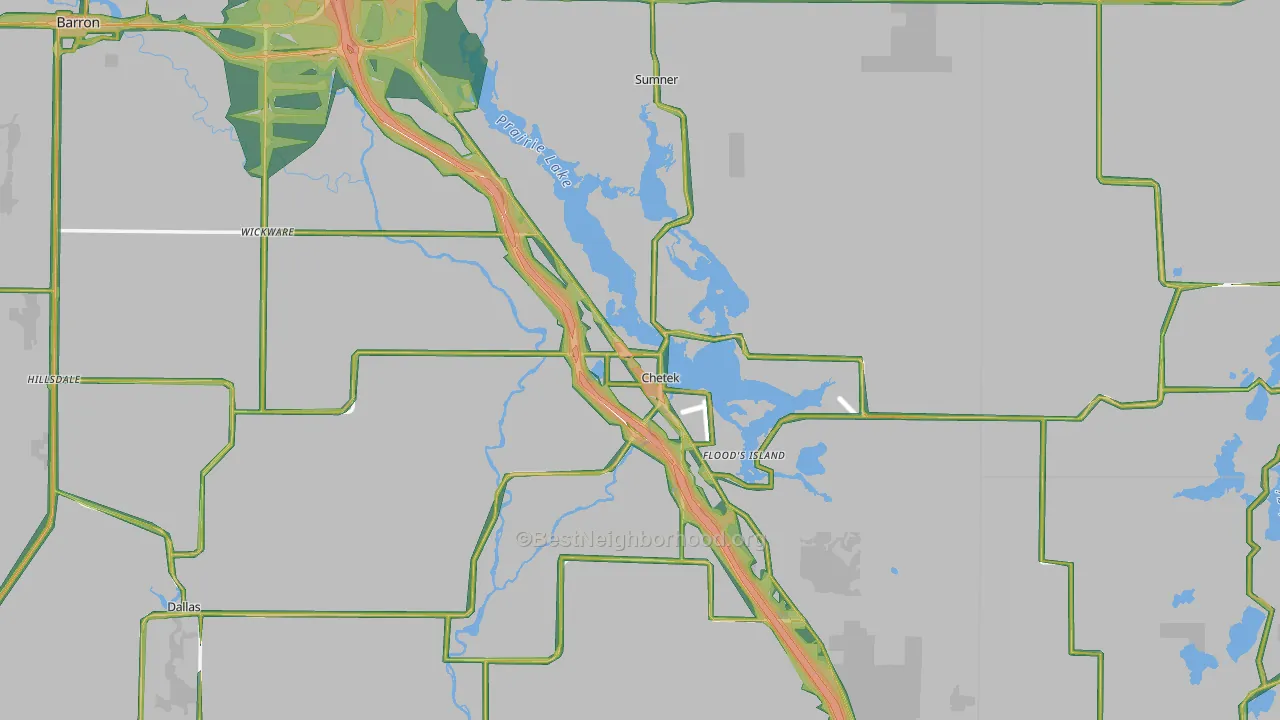 Chetek, WI Map of Noise Levels in Chetek