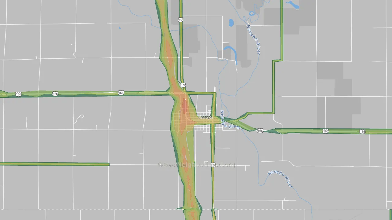 Chetopa, KS Map of Noise Levels in Chetopa