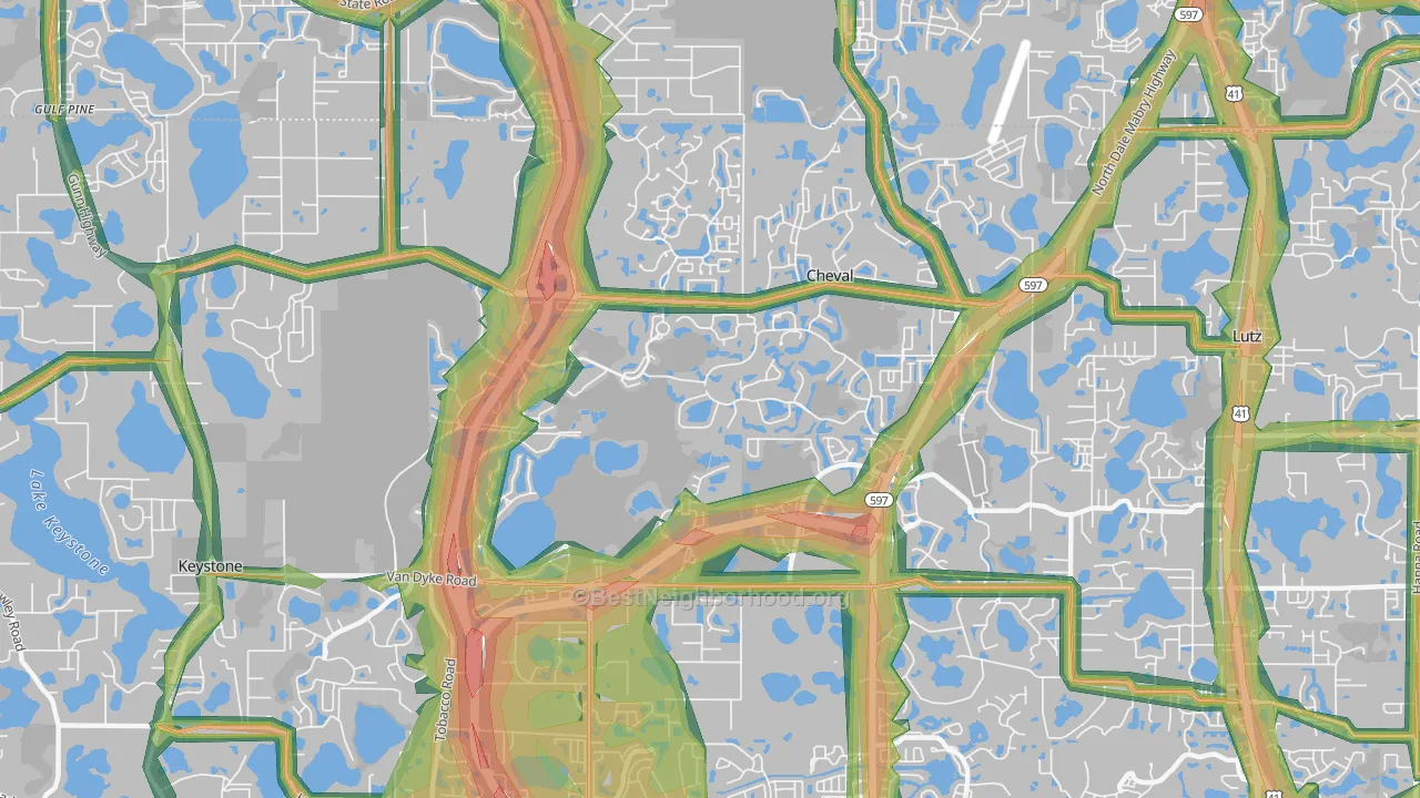 Cheval, FL Map of Noise Levels in Cheval