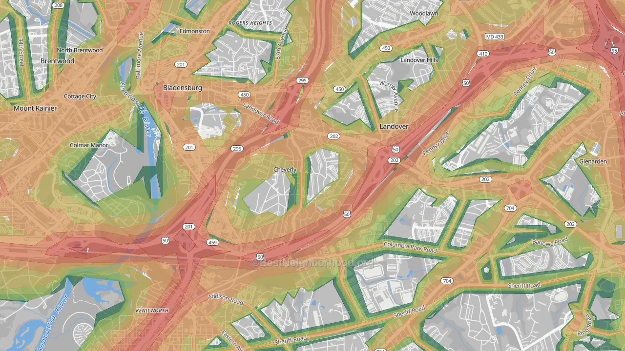 Cheverly, MD Map of Noise Levels in Cheverly