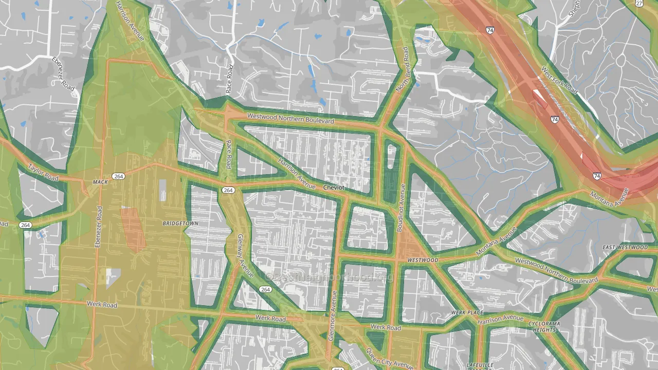 Cheviot, OH Map of Noise Levels in Cheviot