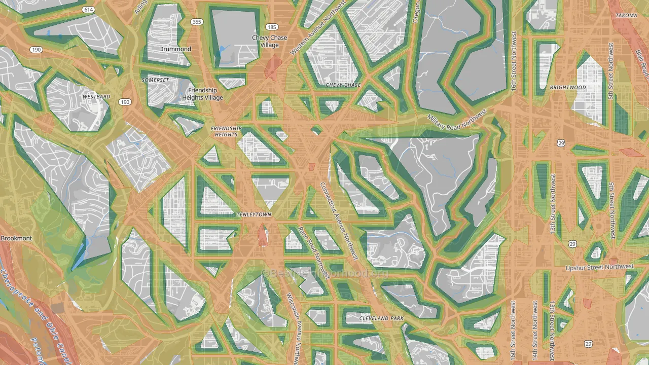 Chevy Chase, Washington, DC Map of Noise Levels in Chevy Chase