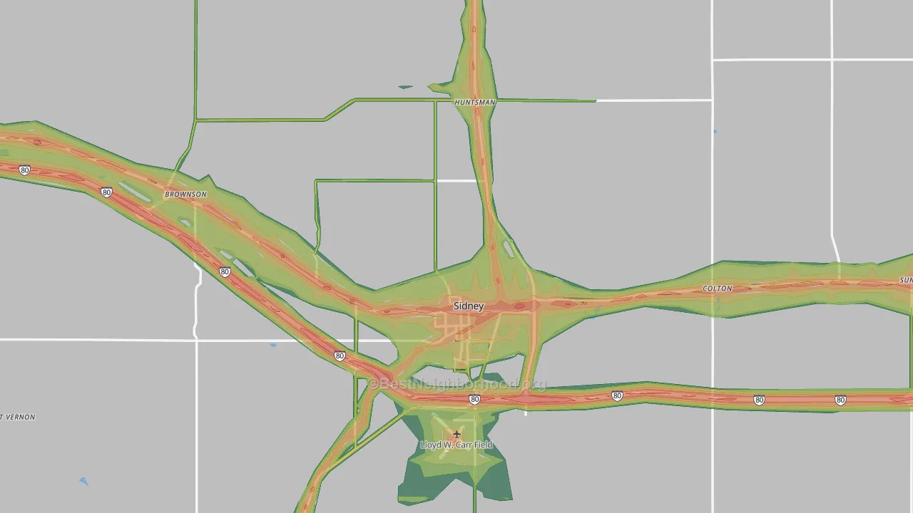 Cheyenne County, NE Map of Noise Levels in Cheyenne County