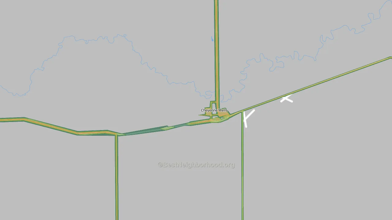 Cheyenne Wells, CO Map of Noise Levels in Cheyenne Wells