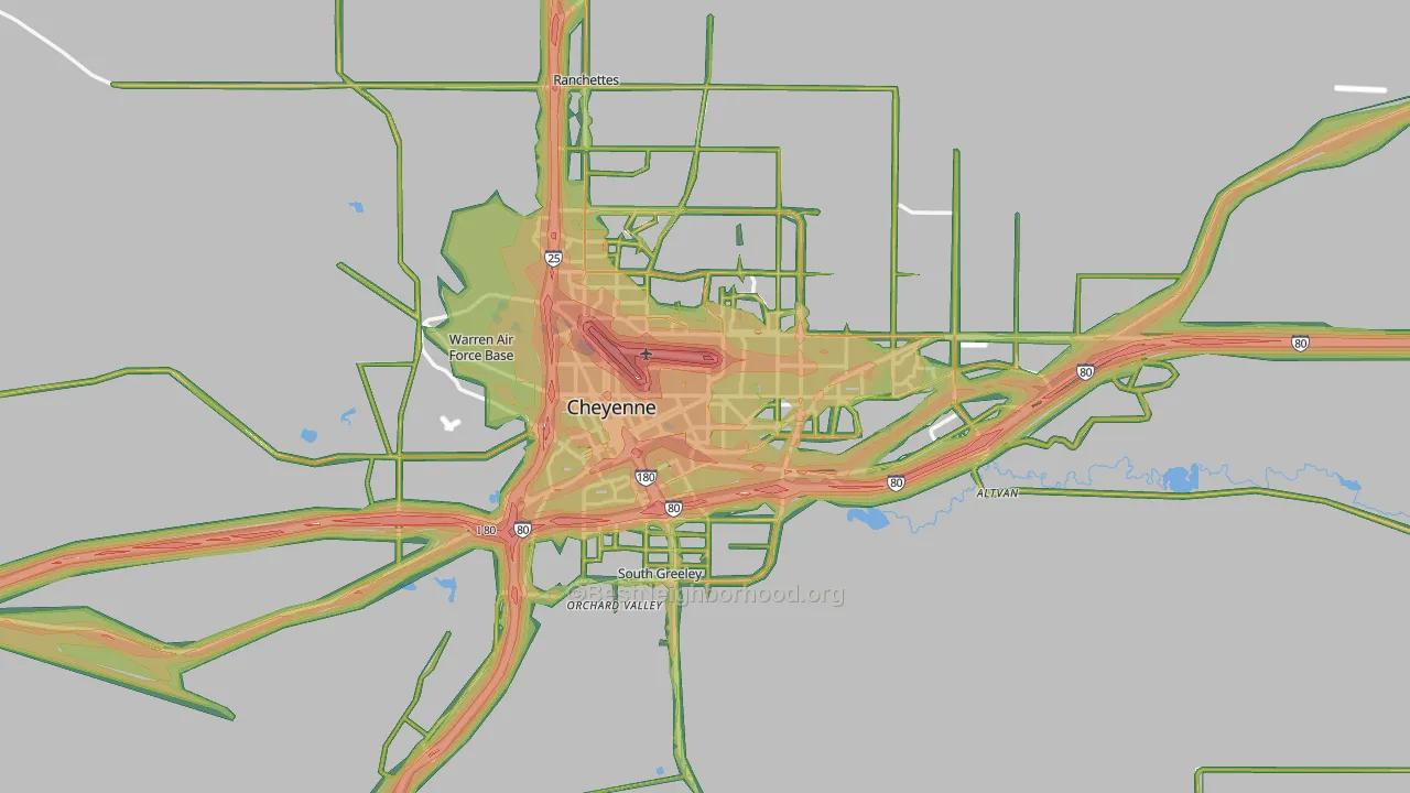 Cheyenne, WY Map of Noise Levels in Cheyenne