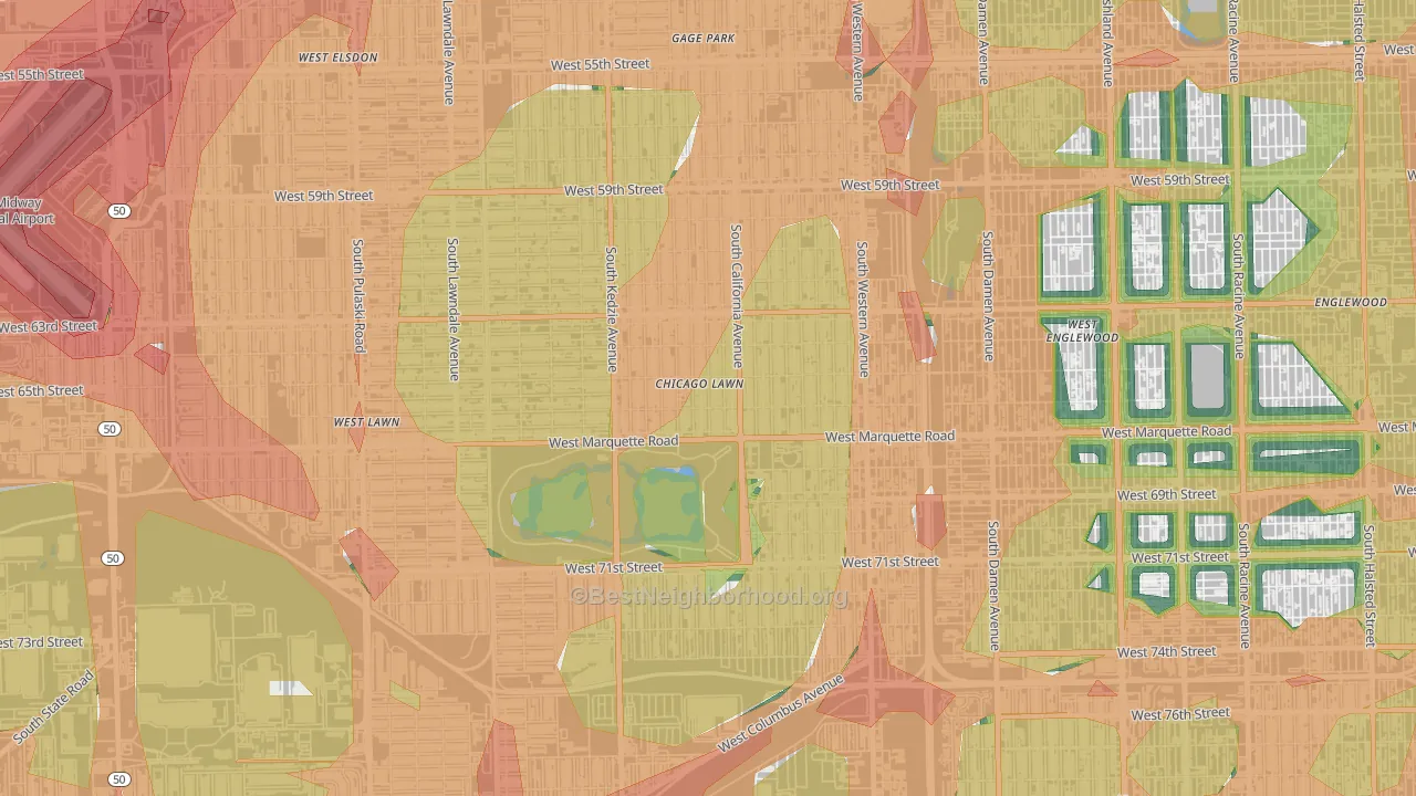 Chicago Lawn, Chicago, IL Map of Noise Levels in Chicago Lawn