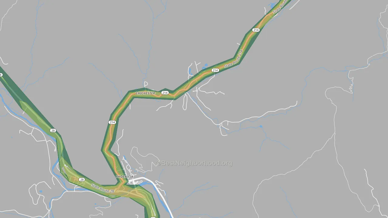 Chichester, NY Map of Noise Levels in Chichester