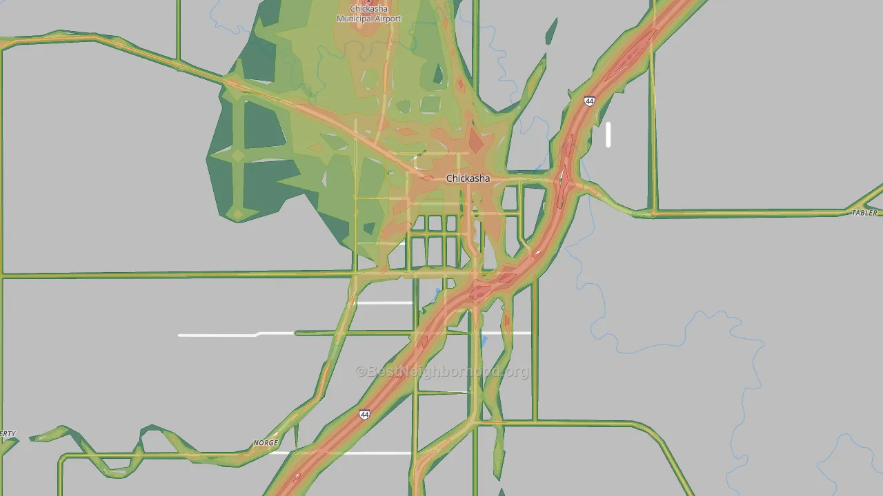 Chickasha, OK Map of Noise Levels in Chickasha