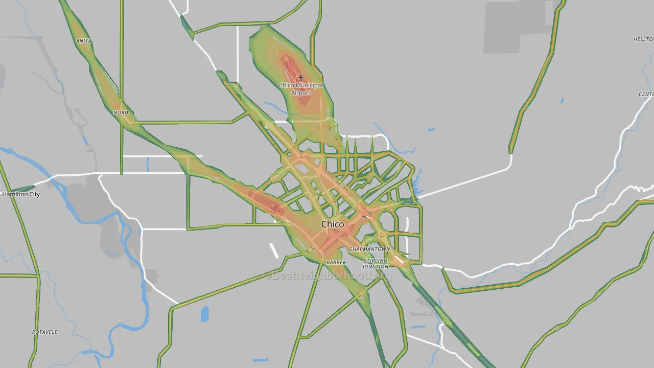 Chico, CA Map of Noise Levels in Chico